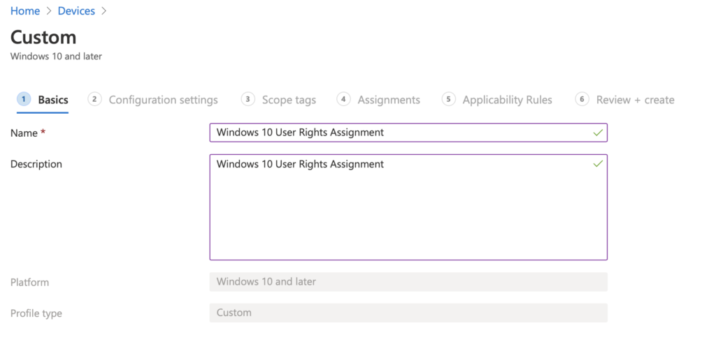user right assignment