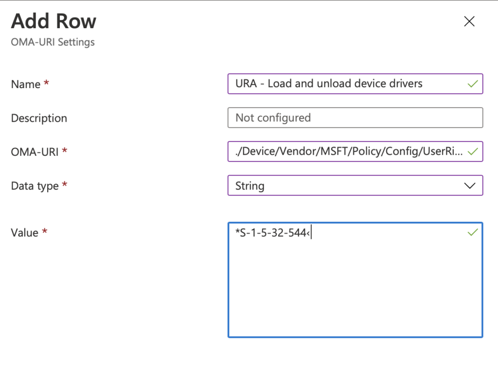 user rights assignment load and unload device drivers