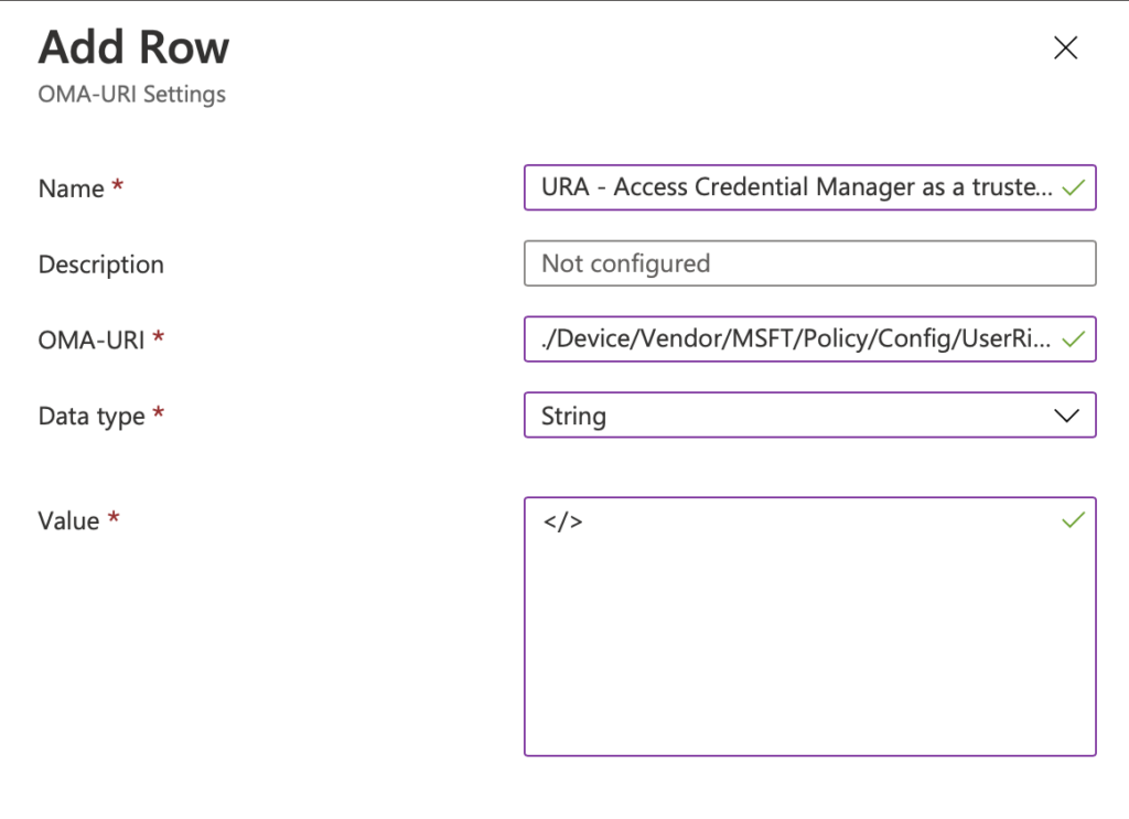 user right assignment